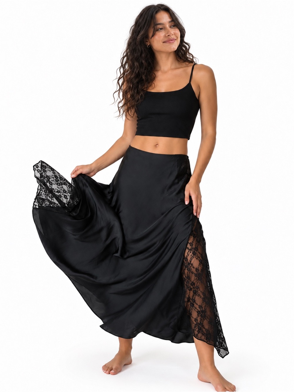 Free People| ‘Make You Mine’ Lace Maxi Slip Skirt